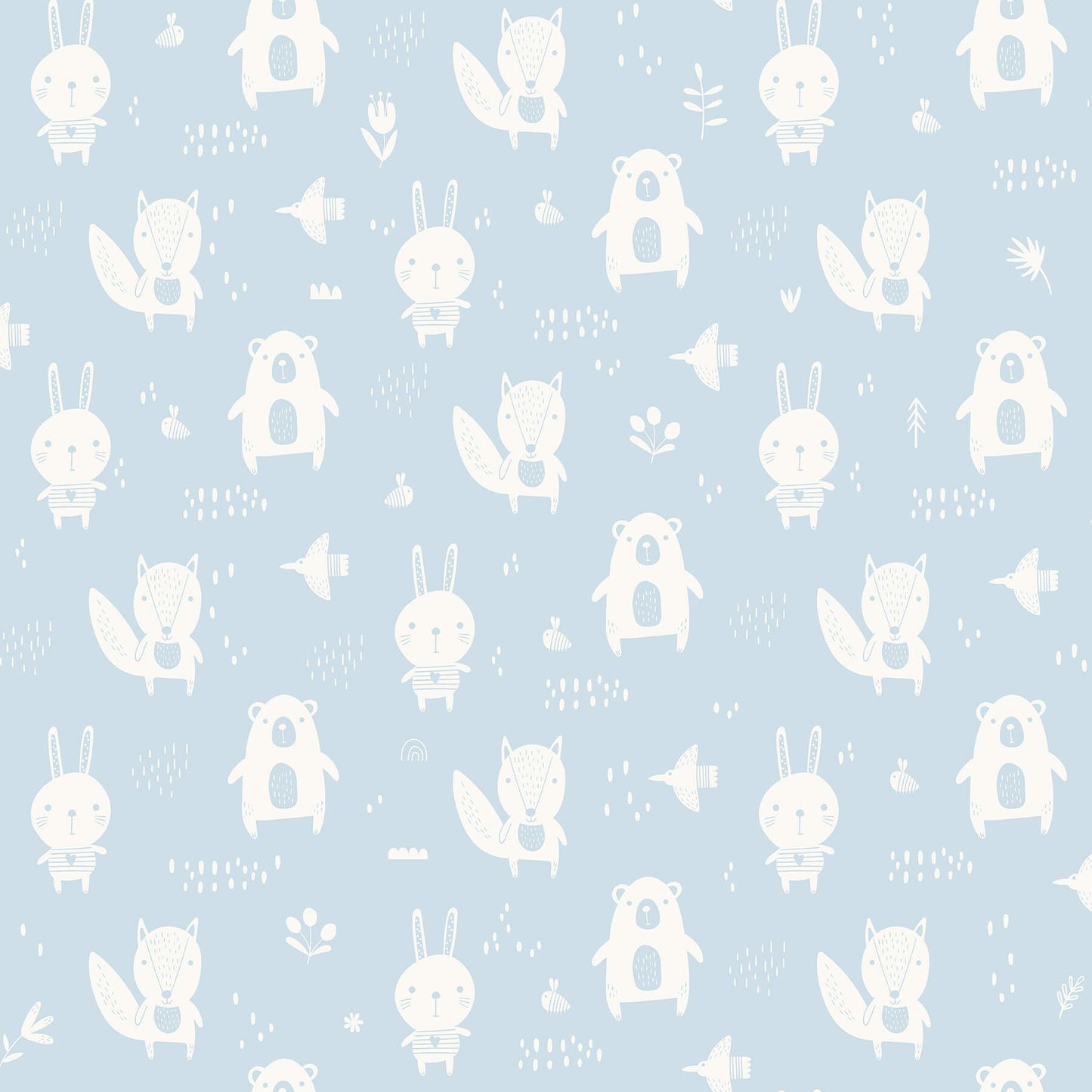 Chesapeake Fable Bitsy Woodland Wallpaper - Sky Blue