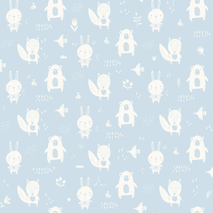 Chesapeake Fable Bitsy Woodland Wallpaper - Sky Blue