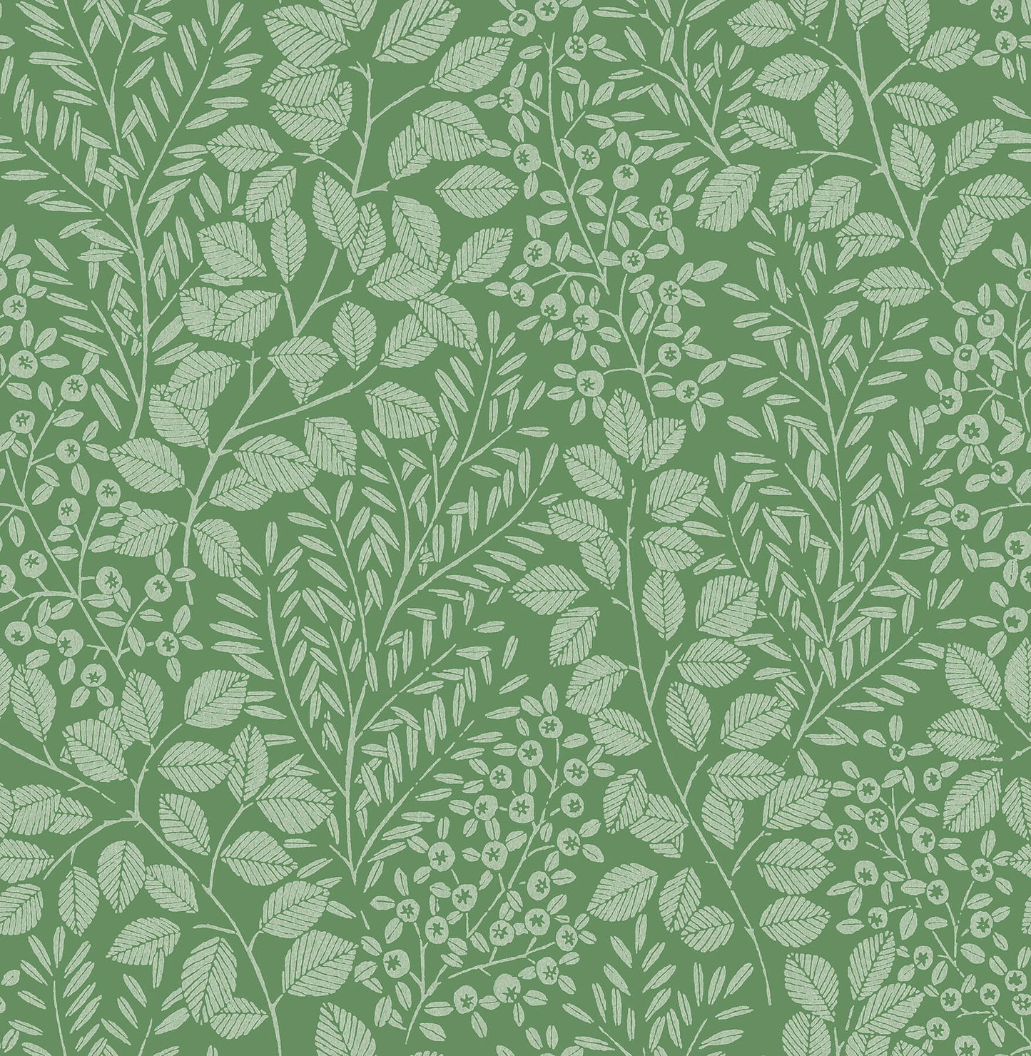 Hannah Elin Berry Botanical Wallpaper - Green