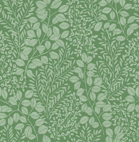 A-Street Prints Hannah Elin Berry Botanical Wallpaper - Green