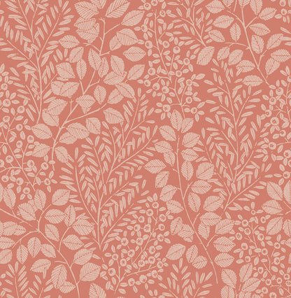 Hannah Elin Berry Botanical Wallpaper - Coral