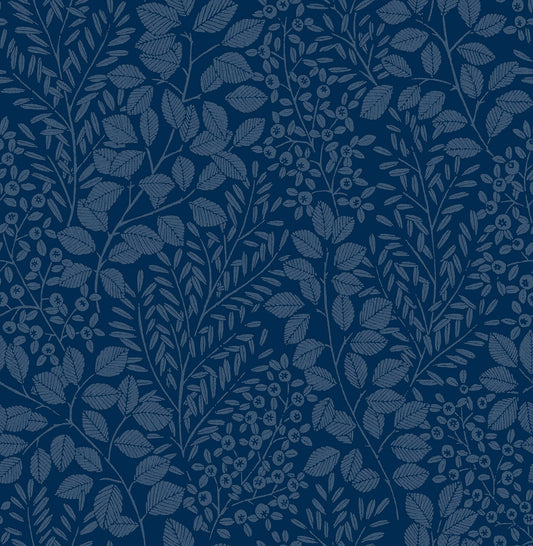 A-Street Prints Hannah Elin Berry Botanical Wallpaper - Blue