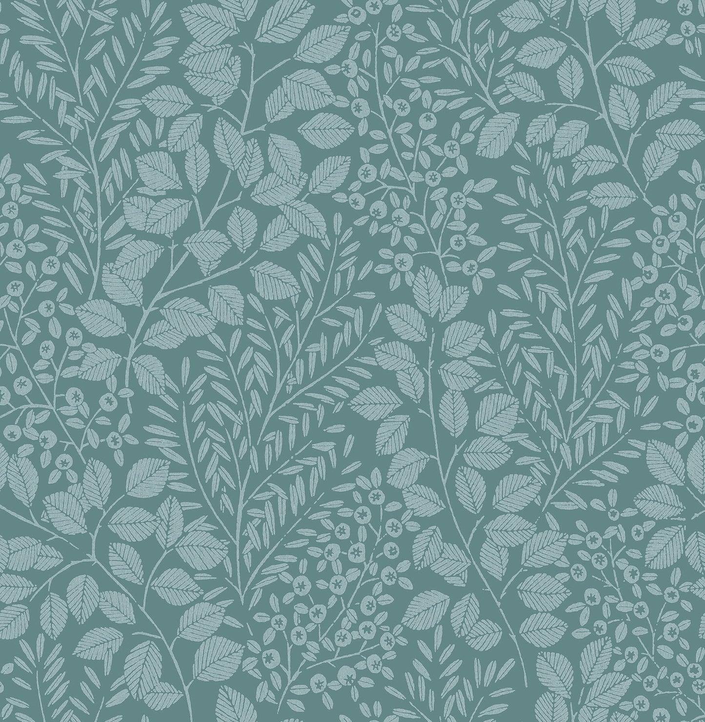 Hannah Elin Berry Botanical Wallpaper - Sky Blue