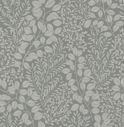 A-Street Prints Hannah Elin Berry Botanical Wallpaper - Charcoal