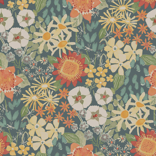 A-Street Prints Hannah Karina Wildflower Garden Wallpaper - Teal