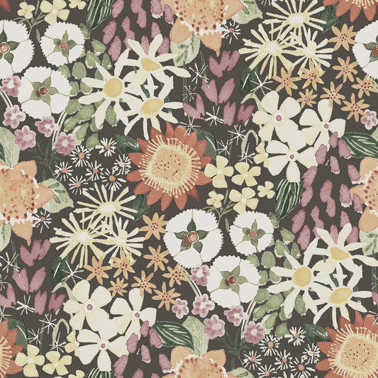 A-Street Prints Hannah Karina Wildflower Garden Wallpaper - Rasberry