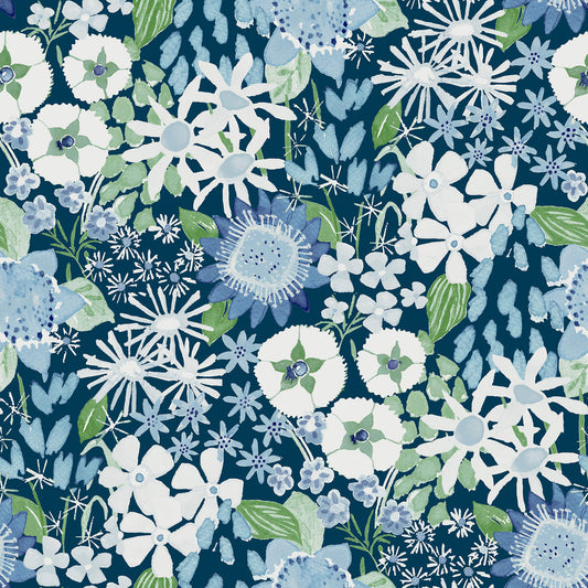 A-Street Prints Hannah Karina Wildflower Garden Wallpaper - Blue