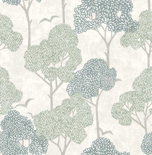 A-Street Prints Hannah Lykke Textured Tree Wallpaper - Green