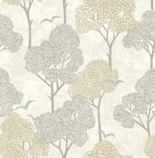 A-Street Prints Hannah Lykke Textured Tree Wallpaper - Neutral