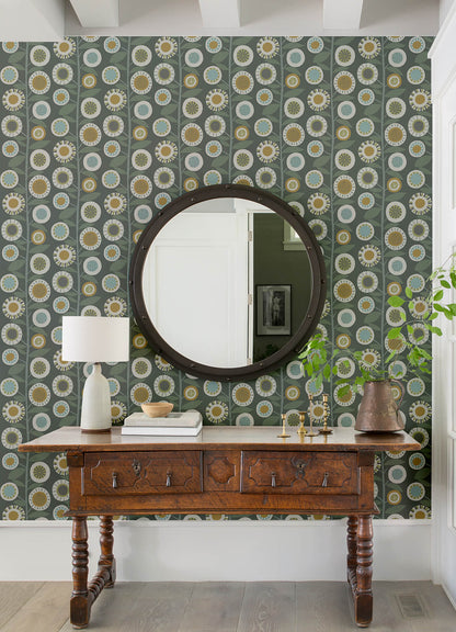 Hannah Sisu Floral Geometric Wallpaper - Grey