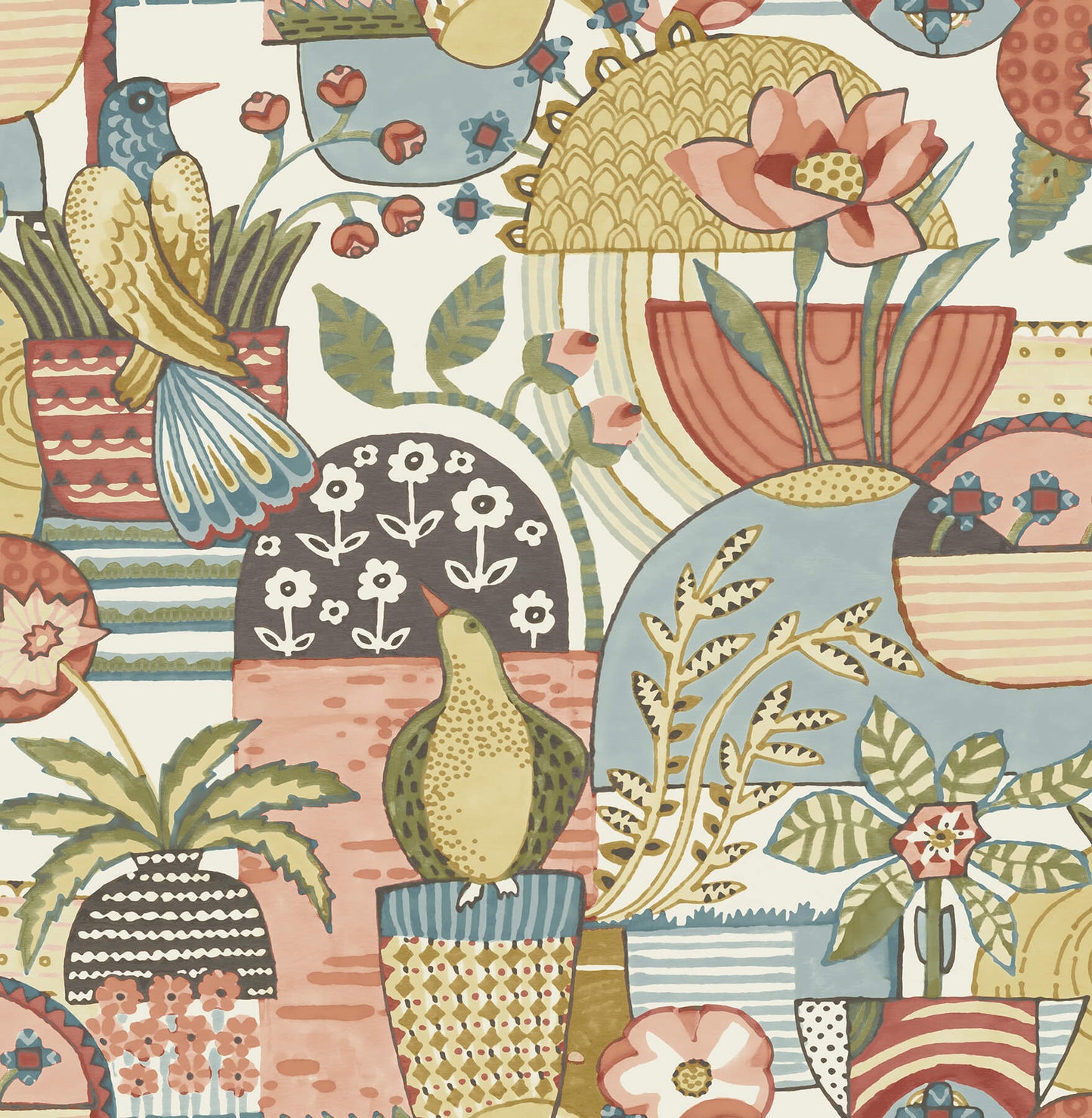 Hannah Fika Blissful Birds & Blooms Wallpaper - Mustard