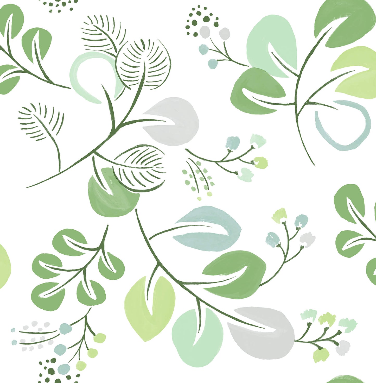 A-Street Prints Hannah Jonah Leaf Trail Wallpaper - Light Green