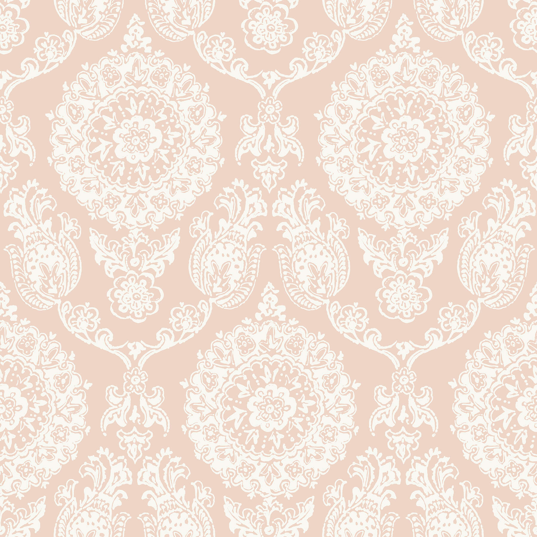 Shop Gemma Light Pink Boho Medallion Wallpaper from the Kismet Collection |  Burke Decor