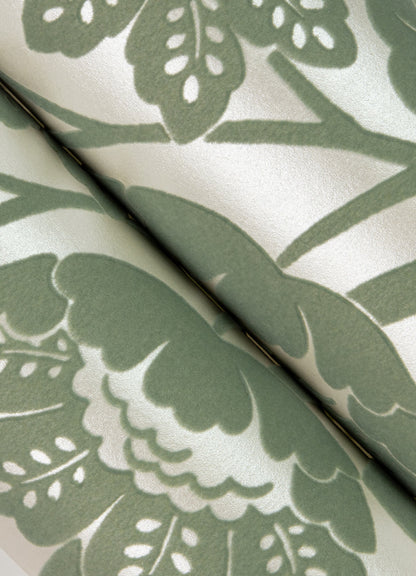 A-Street Prints Georgia Augusta Flock Wallpaper - Seafoam