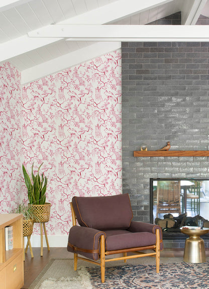 A-Street Prints Middleton Serena Wallpaper - Raspberry