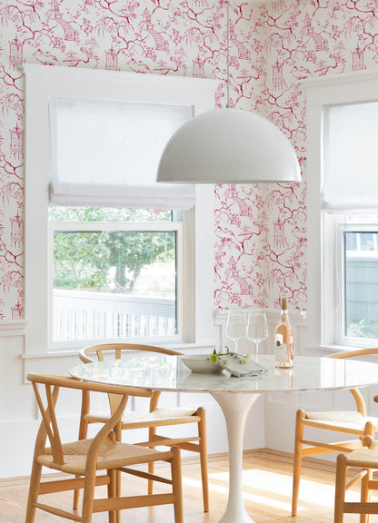 A-Street Prints Middleton Serena Wallpaper - Raspberry