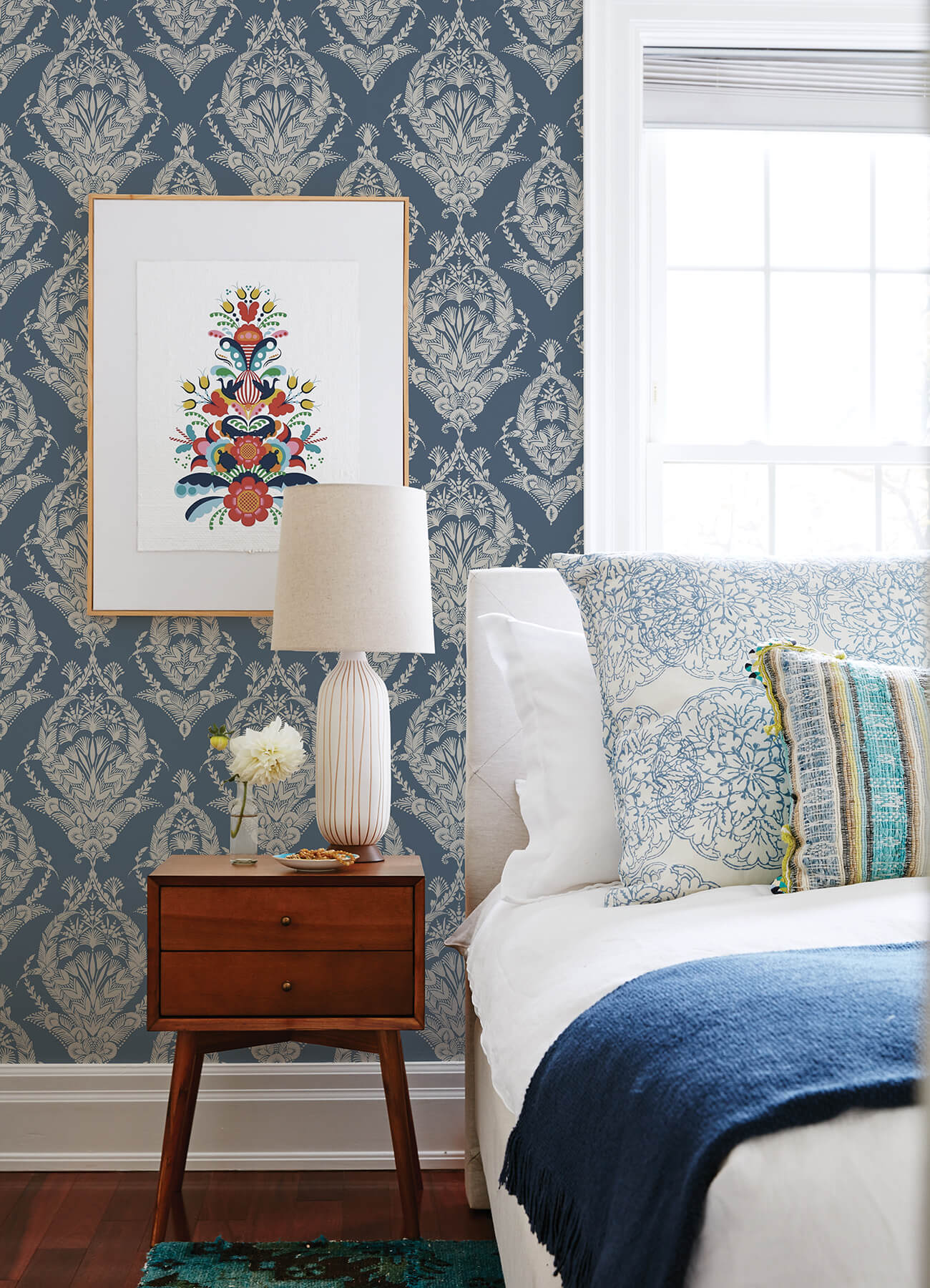 A-Street Prints Middleton Arlie Wallpaper - Indigo