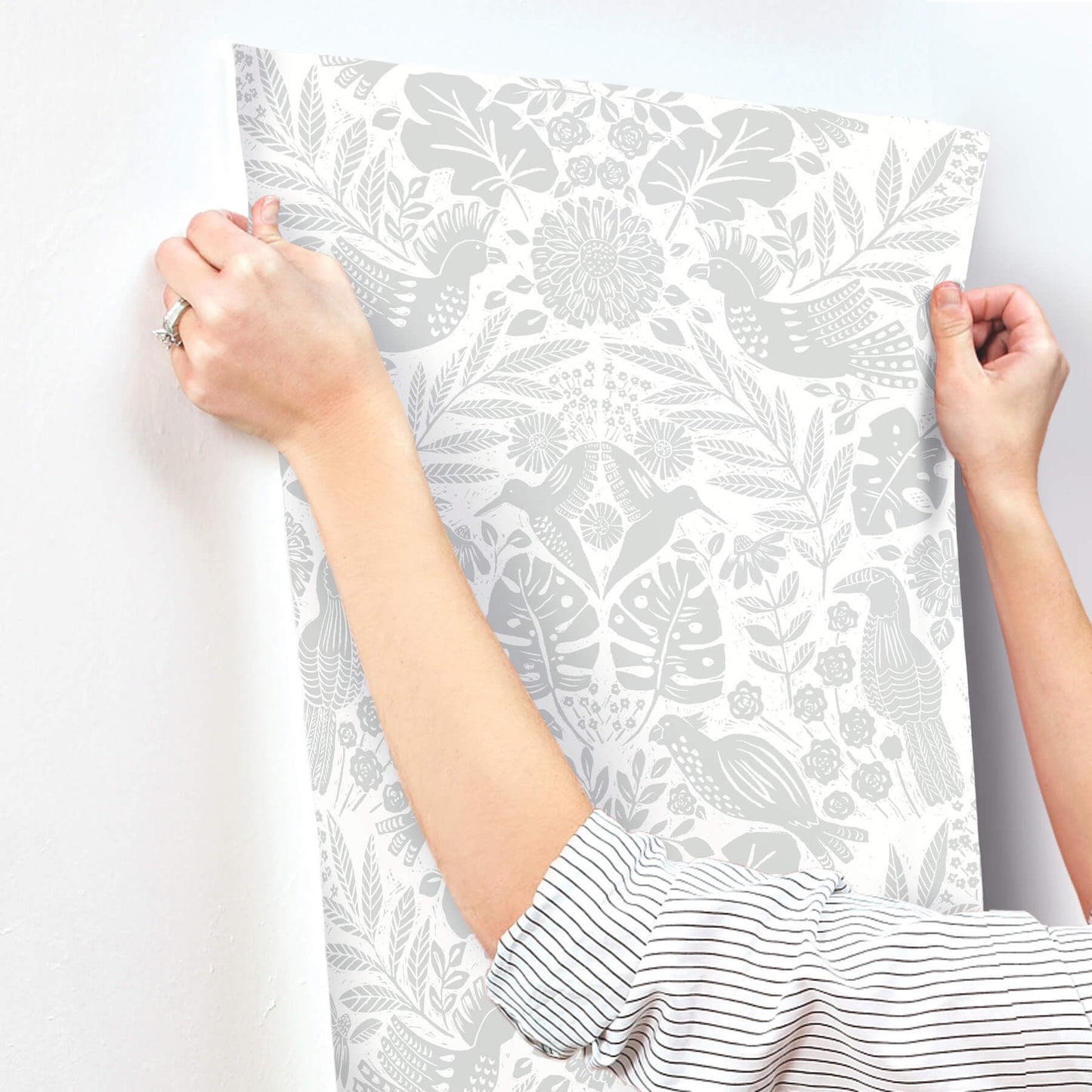 A-Street Prints Terrace Nestle Wallpaper - Light Grey