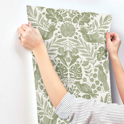 A-Street Prints Terrace Nestle Wallpaper - Green