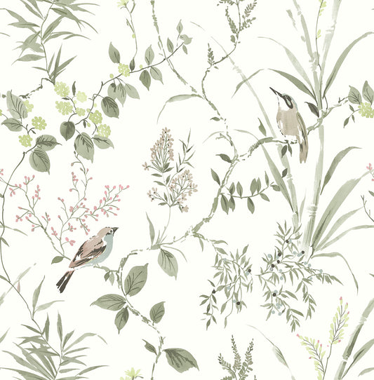 Chesapeake Wildflower Imperial Garden Wallpaper - Moss