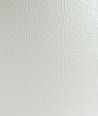 Chesapeake Wildflower Ibold Tin Ceiling Paintable Wallpaper - White