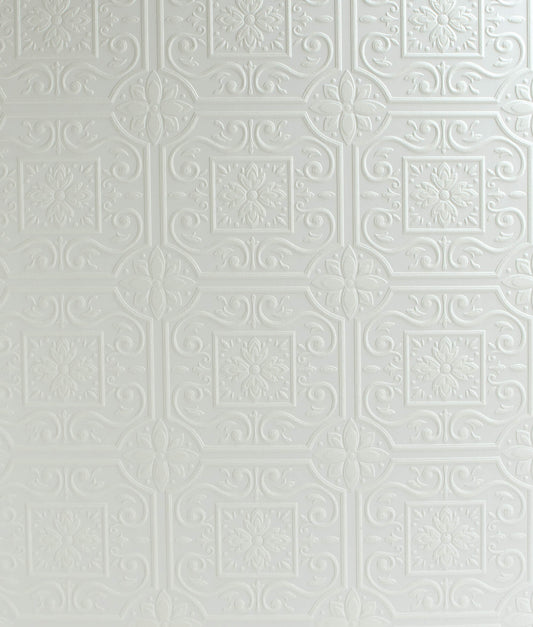 Chesapeake Wildflower Ibold Tin Ceiling Paintable Wallpaper - White