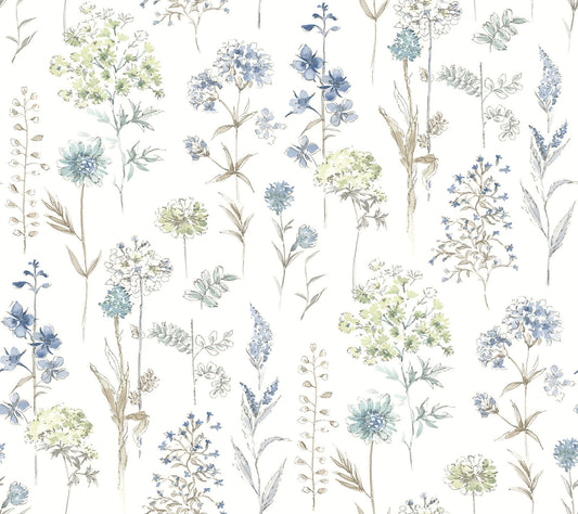 Chesapeake Wildflower Bergamot Wallpaper - Sea Green