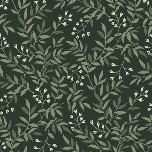 Chesapeake Wildflower Senna Vines Wallpaper - Evergreen
