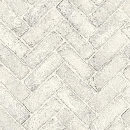 Chesapeake Wildflower Cannelle Brick Wallpaper - White