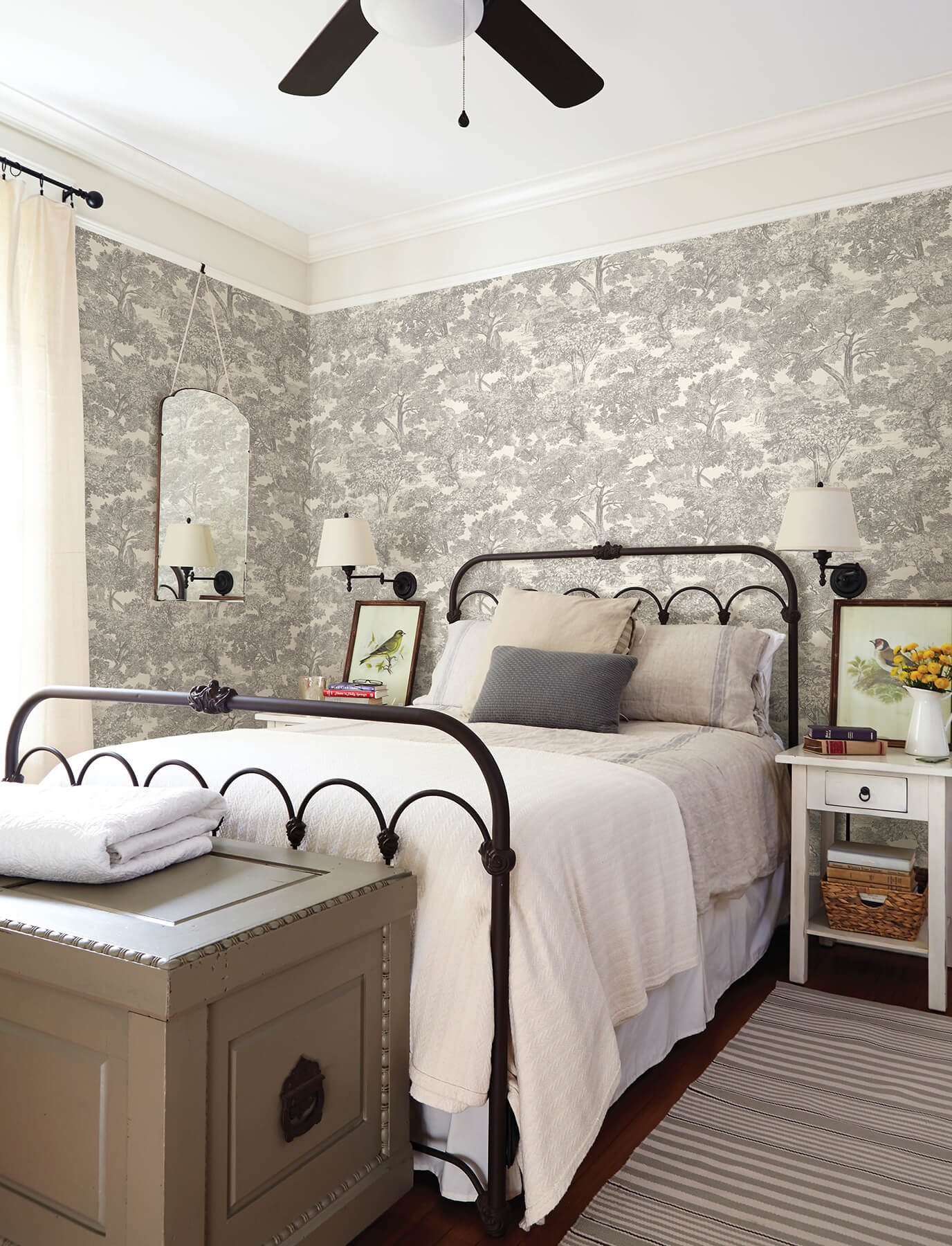 4134-72560 Chesapeake Wildflower Spinney Toile Wallpaper - Grey