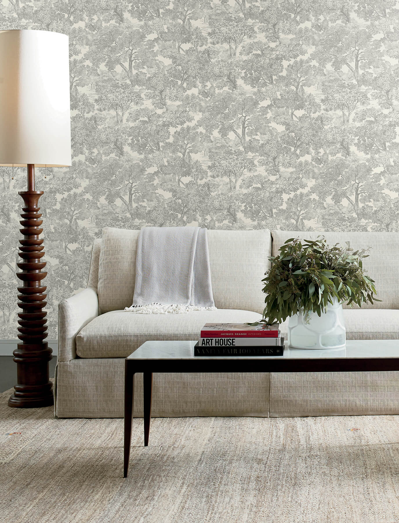 4134-72560 Chesapeake Wildflower Spinney Toile Wallpaper - Grey
