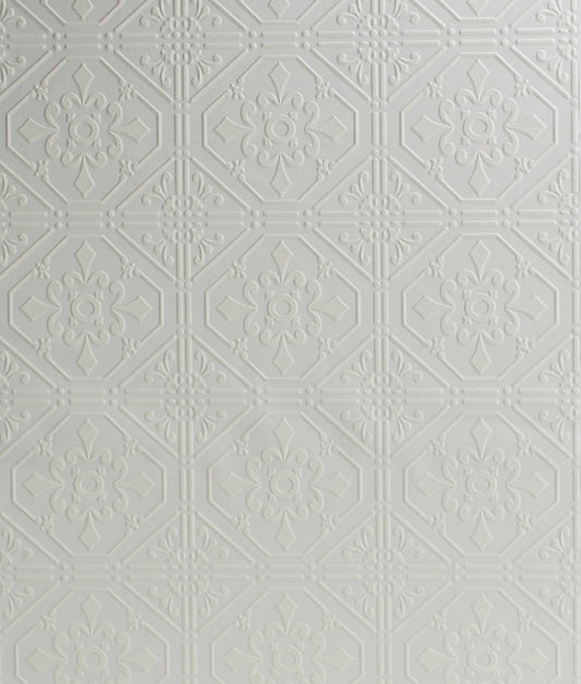 Chesapeake Wildflower Brooklyn Tin Paintable Wallpaper - White