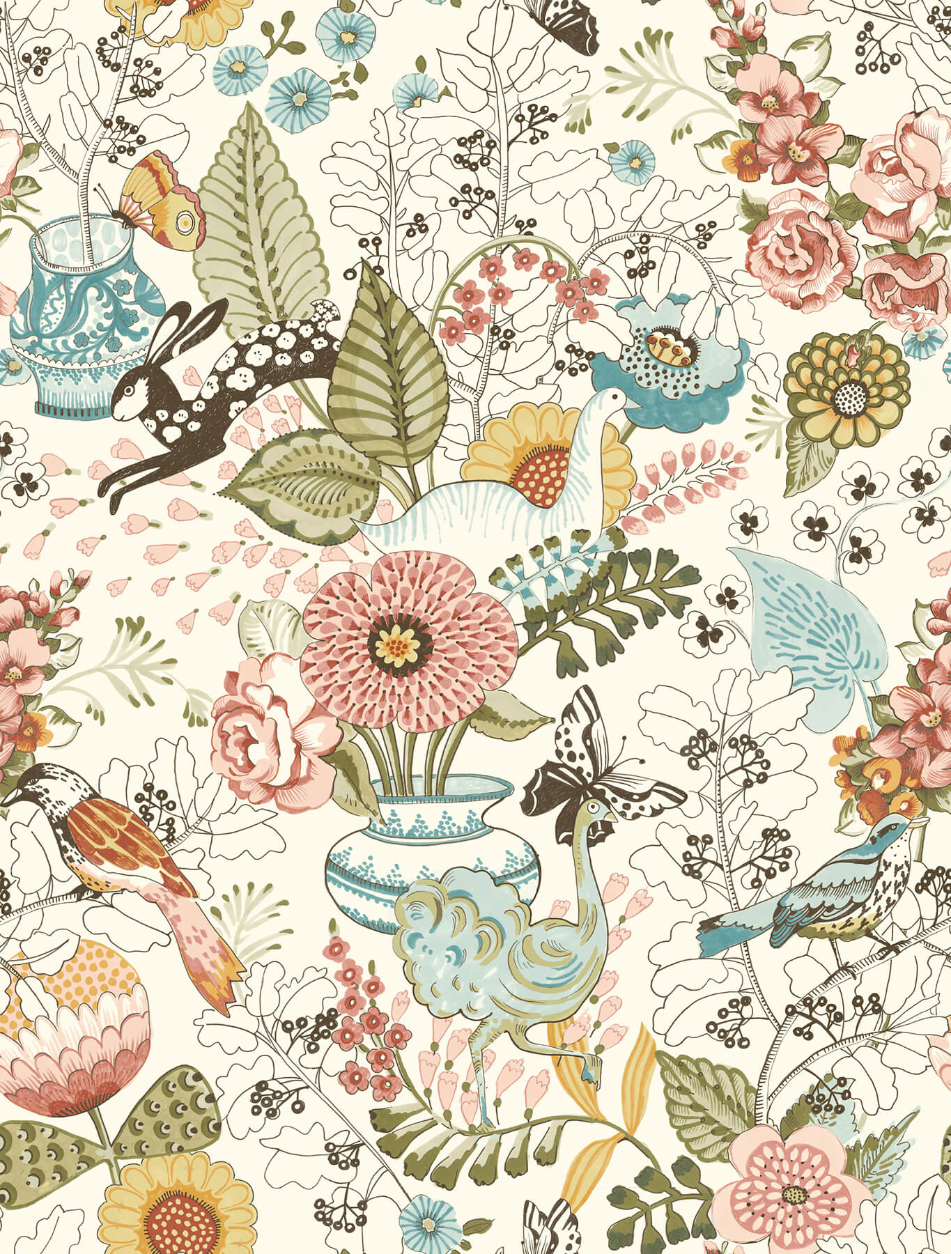 A-Street Prints Whimsy Fauna Wallpaper - Pink