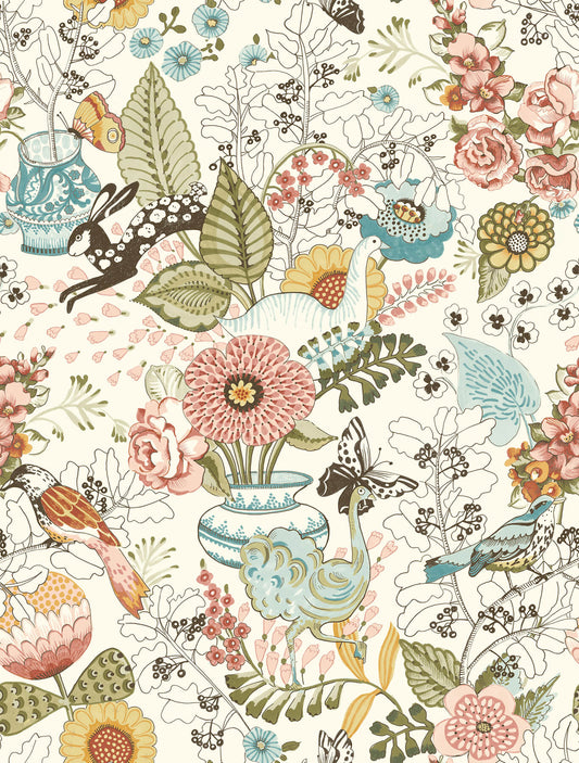 A-Street Prints Whimsy Fauna Wallpaper - Pink