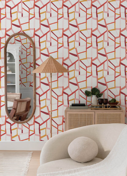 A-Street Prints Whimsy Tate Geometric Wallpaper - Pink