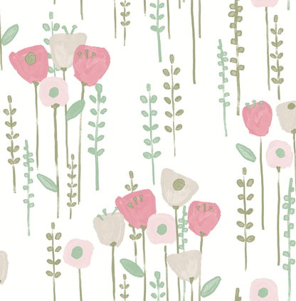 A-Street Prints Whimsy Mabel Floral Wallpaper - Pink