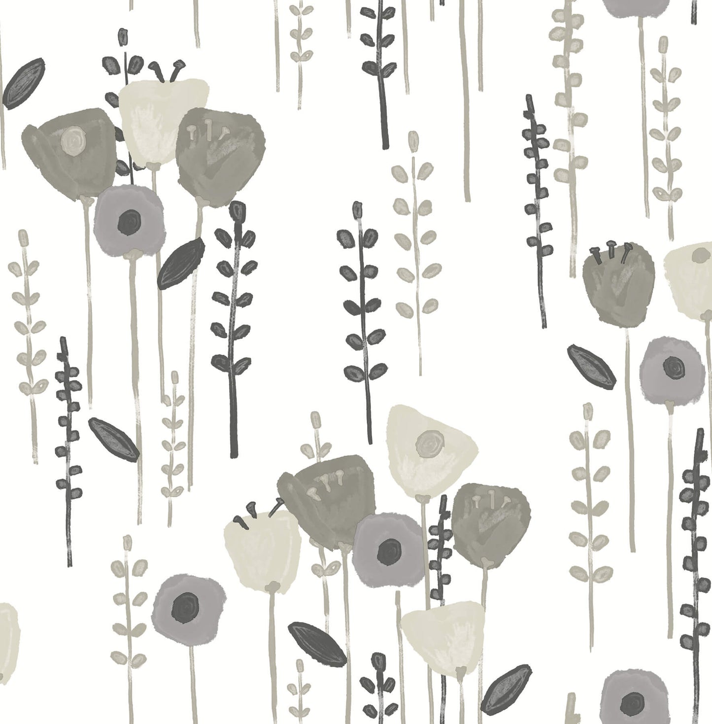 A-Street Prints Whimsy Mabel Floral Wallpaper - Grey