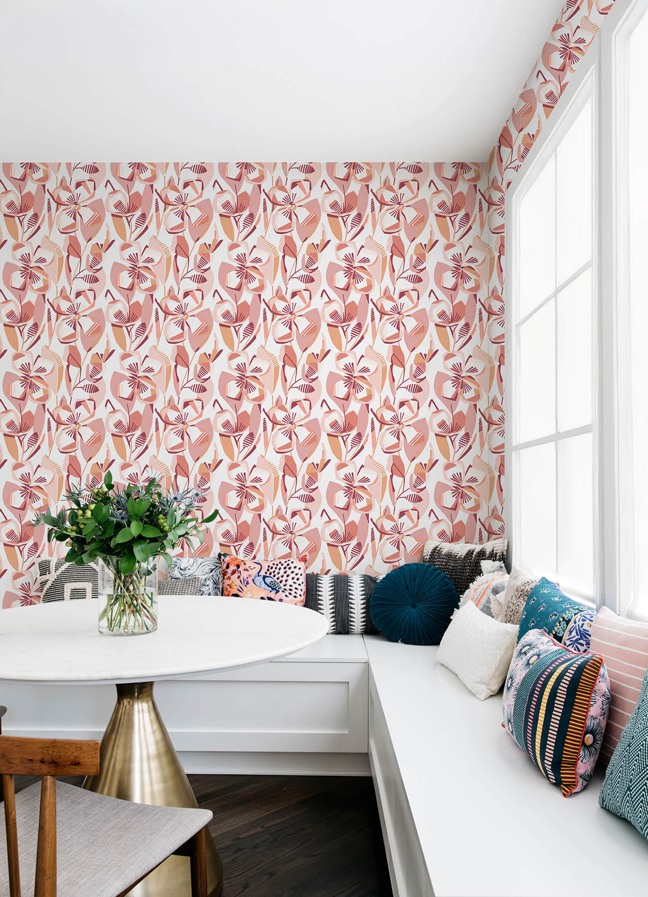 A-Street Prints Whimsy Nathalie Blooms Wallpaper - Coral