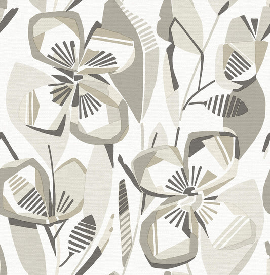 A-Street Prints Whimsy Nathalie Blooms Wallpaper - Beige