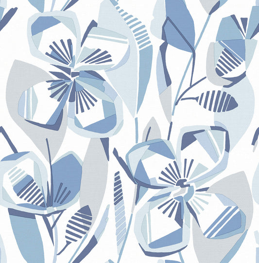 A-Street Prints Whimsy Nathalie Blooms Wallpaper - Blue