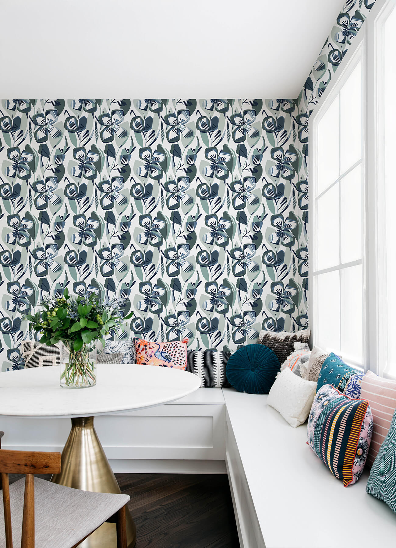 A-Street Prints Whimsy Nathalie Blooms Wallpaper - Navy