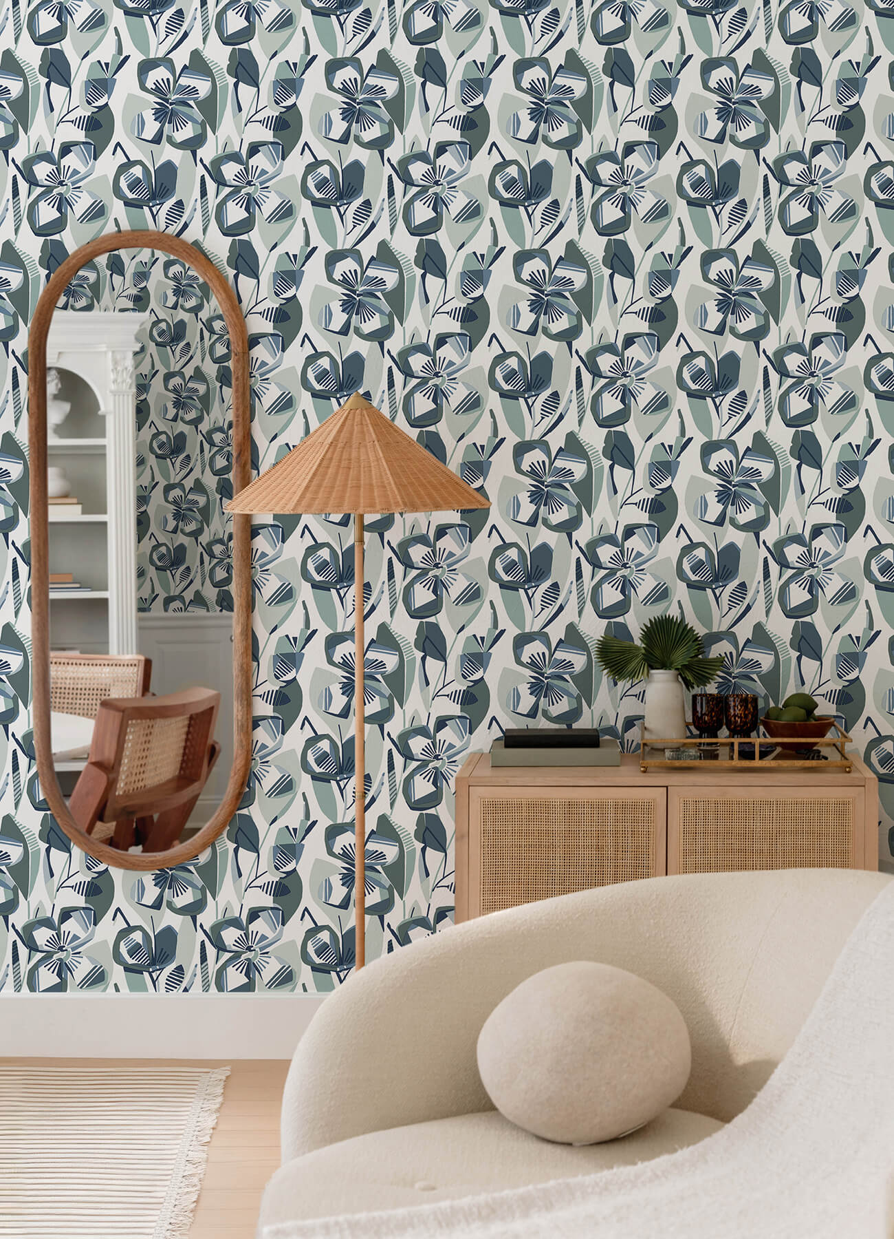 A-Street Prints Whimsy Nathalie Blooms Wallpaper - Navy