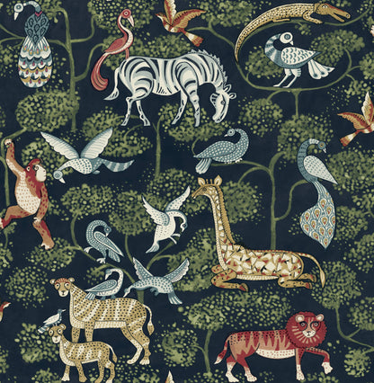 A-Street Prints Whimsy Rigby Jungle Wallpaper - Navy