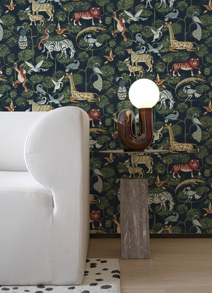 A-Street Prints Whimsy Rigby Jungle Wallpaper - Navy