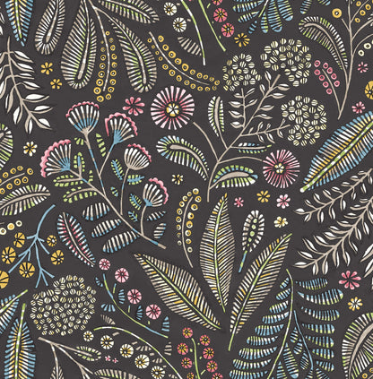 A-Street Prints Whimsy Briar Floral Wallpaper - Charcoal