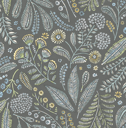 A-Street Prints Whimsy Briar Floral Wallpaper - Grey