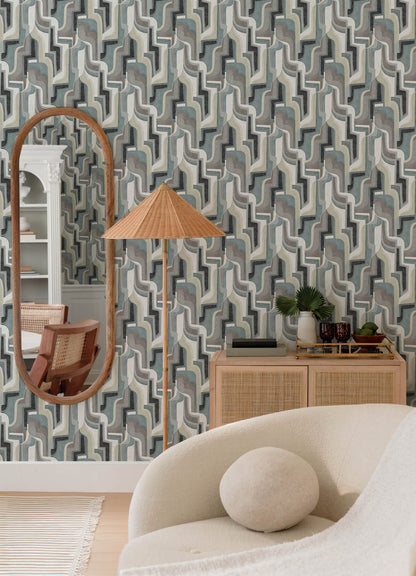 A-Street Prints Whimsy Tulum Surreal Wallpaper - Denim