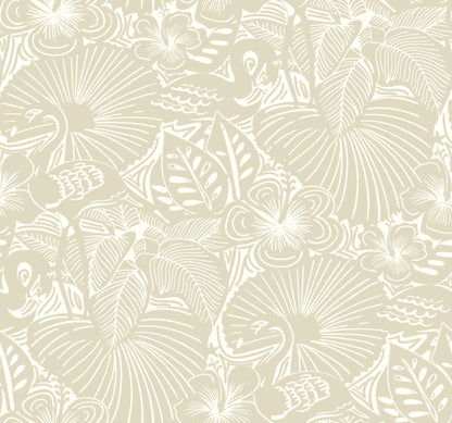 A-Street Prints Whimsy Idalia Flamingo Wallpaper - Beige