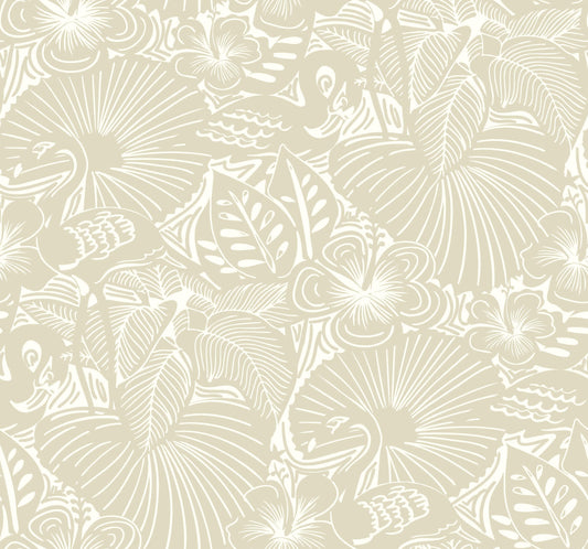 A-Street Prints Whimsy Idalia Flamingo Wallpaper - Beige