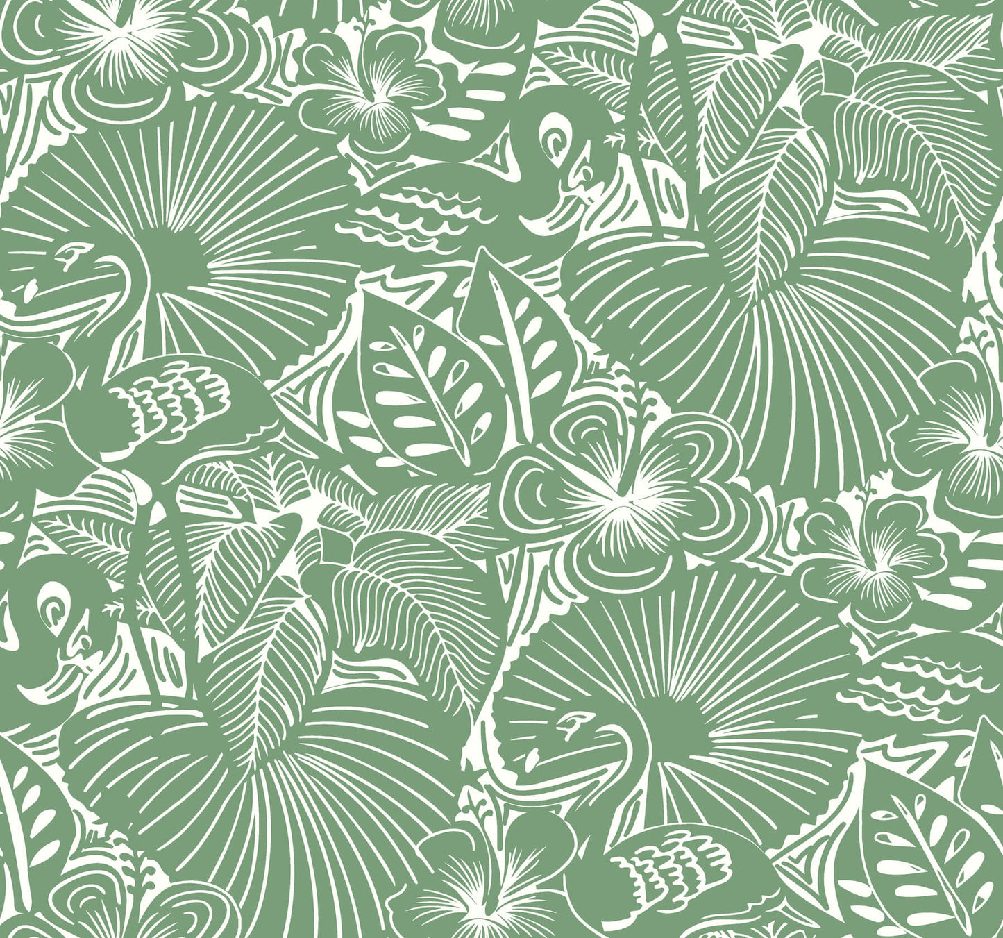 A-Street Prints Whimsy Idalia Flamingo Wallpaper - Green